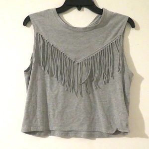 Cropped Muscle Tank with Fringe